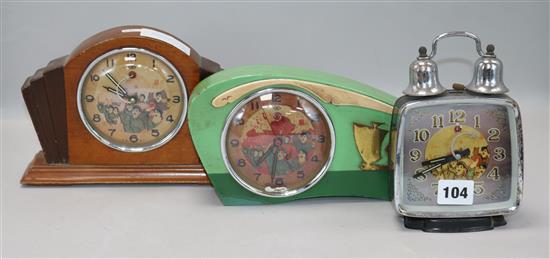 Three Chinese Cultural Revolution alarm clocks